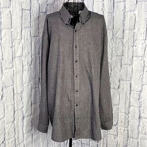 VAN HEUSEN Black,‎ Gray, and White Plaid Casual Shirt XL 17/17.5